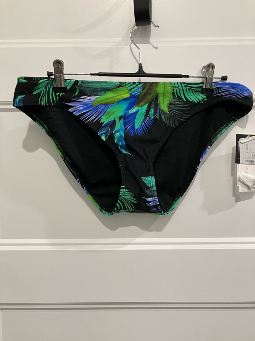 Salt + Cove Black Bikini Bottom with Green and Blue Leaf Print